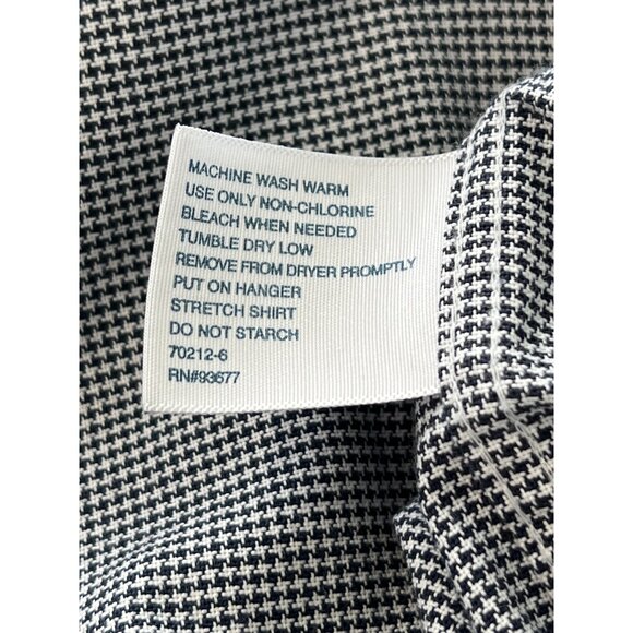 Stafford Oxford Shirt Size 18 Wrinkle Free Fitted Button Front Houndstooth Work - Picture 3 of 5
